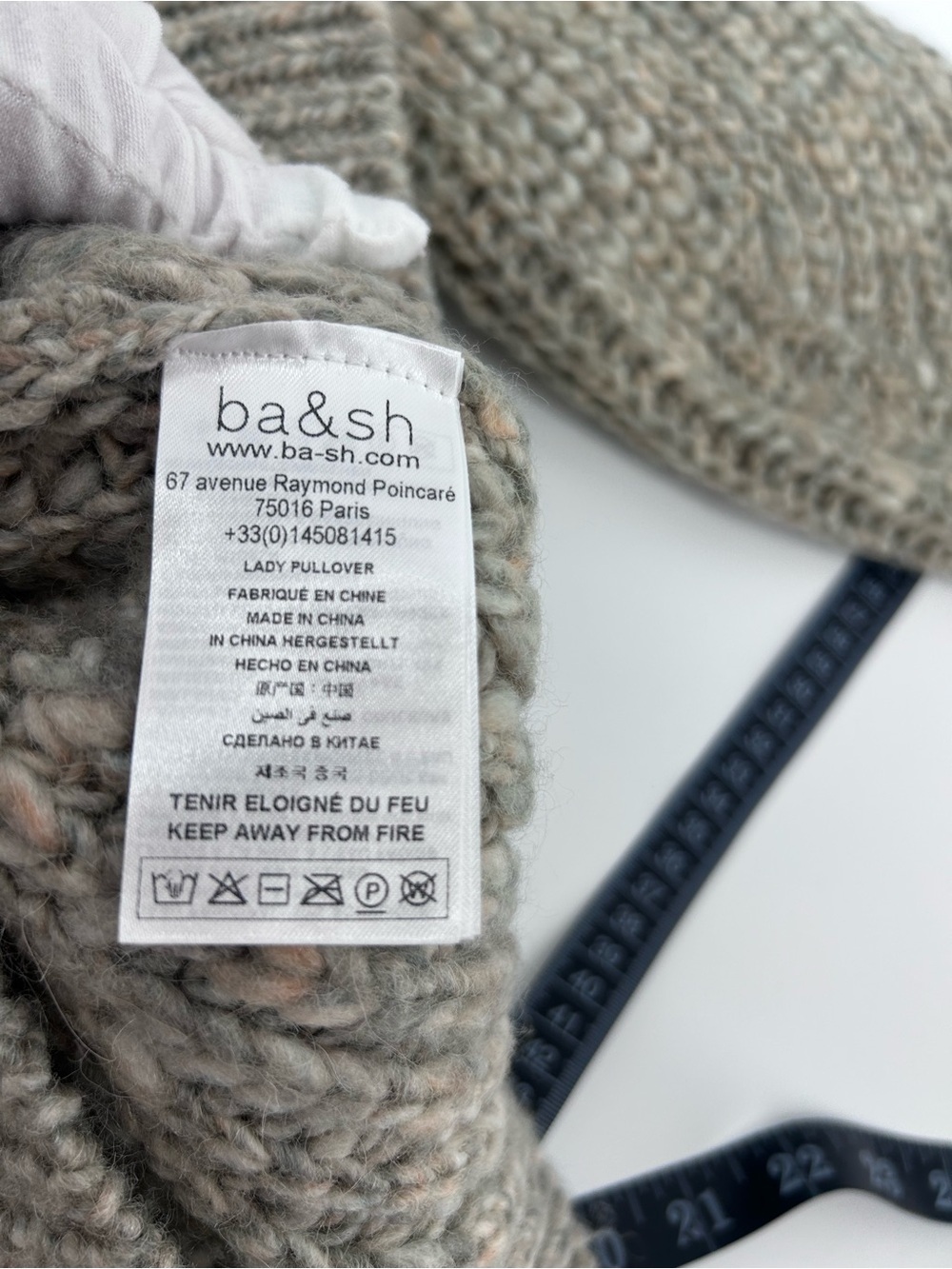 ba&sh Gray Chunky Wool Blend Knit Oversized Sweater Sz 1 NWT French Paris US 4 - Picture 4 of 10